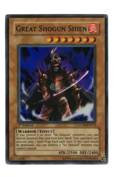 Yugioh- 1X Great Shogun Shien - Super Rare - 1st Edition - STON-EN013 - NM - Image 1