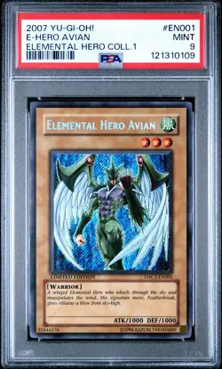 PSA 9 MINT Elemental Hero Avian EHC1-EN001 Secret Rare Promo *0109 YUGIOH - Image 1