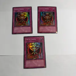 3x Jar of Greed LON-047 Super Rare 1st Edition Playset Yugioh - Image 1