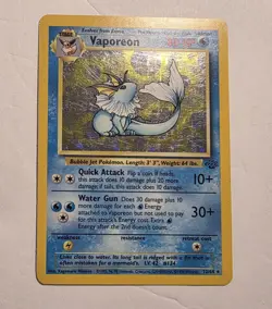 Pokemon TCG Vaporeon Holo Rare Card 12/64 Jungle Set, Vintage 1999 LP - Image 1