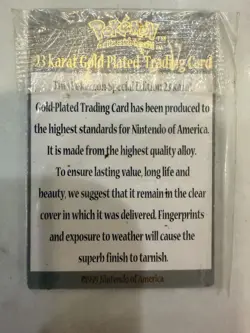 Vintage 1999 Nintendo ~MEWTWO ~23K Gold Plated, POKEMON Trading Card - Image 3