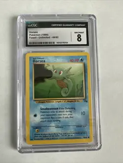 Graded CGC 8 (NM/MINT) Pokemon TCG Horsea Fossil 49/62 Regular Unlimited (1999) - Image 1