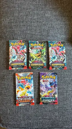 (Lot of 5) Pokemon Twilight Masquerade Obsidian Flames Temporal Booster Packs #1 - Image 1