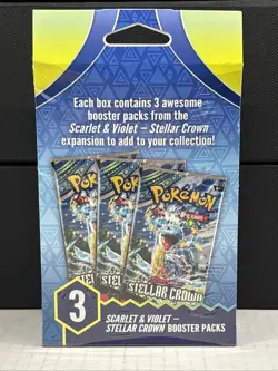 Pokemon Scarlet & Violet Stellar Crown 3 Booster Packs Hanger Box New Sealed 💎 - Image 4