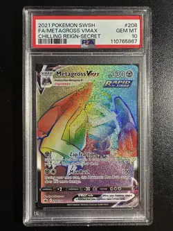 2021 POKEMON SWORD & SHIELD CHILLING REIGN SECRET FULL ART/METAGROSS VMAX PSA 10 - Image 1