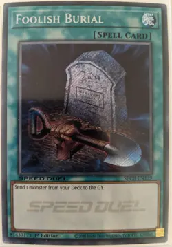 YuGiOh Foolish Burial Secret Rare 1st Edition SBCB-EN139 NM Speed Duel - Image 1