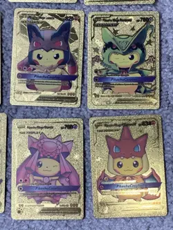 Set of 16 Pokemon Pikachu Gold Foil Fan Art All 7 Cosplay Collection Cards LP - Image 5