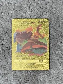 Pokemon Venusaur, Charizard & Blastoise VMax Tag Team Gold Foil Fan Art Card LP - Image 1