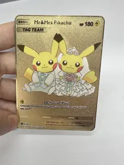 Mr&Mrs Pikachu 180HP Metal Pokemon Card-Collectible Gift Display！ - Image 3