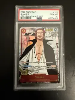 One Piece Animated Card Shanks OP01-120, PSA 10, Parallel Manga Art - Image 1
