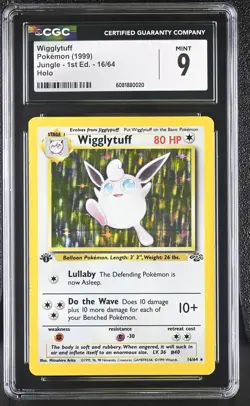 CGC 9 MINT Wigglytuff 1999 Jungle 1st Edition 16/64 Holo Pokemon Card - Image 1