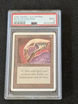 1993 Unlimited Magic The Gathering Helm Of Chatzuk PSA 9 MINT - Image 4