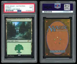 PSA 9 Forest 109 (Bob Ross) - 2020 Magic MTG Secret Lair Happy Little Gathering - Image 1