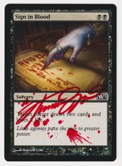 Red Signed Altered Sign in Blood LP Magic 2013 M13 Artist Howard Lyon WOTC MTG! - Image 1