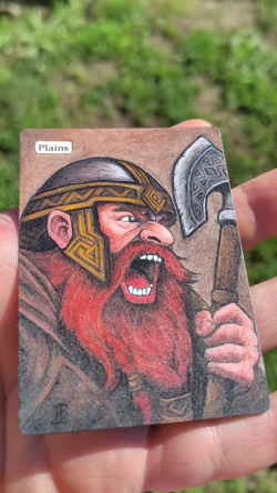 Mtg Hand Painted Altered Art PLAINS - Gimli by Iban Bengoetxea - Image 2
