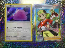 Pokemon TCG: Detective Pikachu Rare Holo 17/18 Ditto; Full Art 200/203 Copycat - Image 1