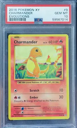 Charmander 9/108 Evolutions Regular Pokemon Card PSA 10 Gem Mint - Image 1