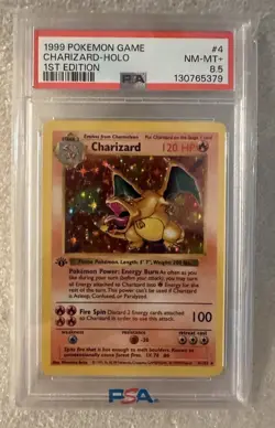 Pokemon Charizard Holo 1st Edition Shadowless #4 PSA Rated 8.5 1999 - Image 1
