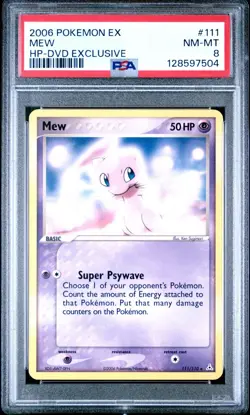 Pokemon TCG 2006 Mew 111/110 Holon Phantoms DVD Exclusive Non-Holo PSA 8 NM/Mint - Image 1