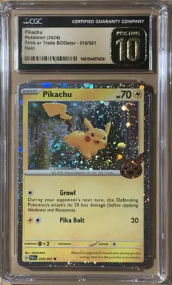 CGC 10 PRISTINE Pikachu 018/091 COSMOS HOLO Trick or Trade SWIRL 2024 Pokemon - Image 4