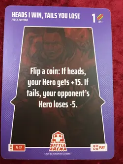 BO JACKSON BATTLE ARENA CARD ~ "HEADS I WIN, TAILS YOU LOSE ~ 1 COST ~ #PL=37 - Image 1