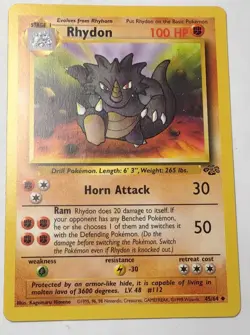 1999 Rhydon 45/64 Jungle Set Pokemon Card Excellent Condition Mint - Image 1