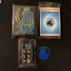 2025 Pokemon Mega Evolution ETB Accessories Lot - Card Sleeves, Coin, Dice, Etc - Image 1