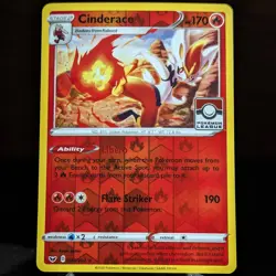 Cinderace League Promo 034/202 NM Reverse Holo Near Mint Pokemon TCG Card 34/202 - Image 1