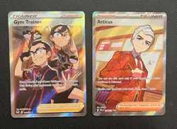 Gym Trainer & Atticus - Pokemon TCG - 2 Card Lot (Full Art Rare Trainer Holos) - Image 1