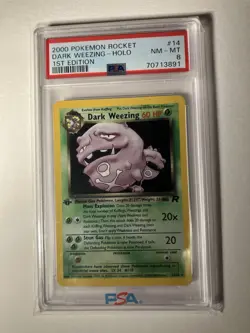 Pokemon TCG Dark Weezing Holo Rare Card 14/82 PSA 8 NM-MT - Image 1