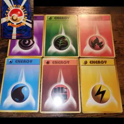 Pokemon Original Japanese Base Set Energy 6 Card Set Old Back 1996 - Image 1