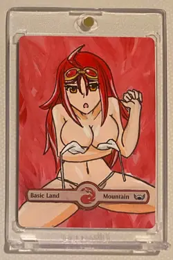 MOUNTAIN - BASIC LAND (ANIME GIRL) MTG CHANDRA Hand Painted Altered Extended Art - Image 1