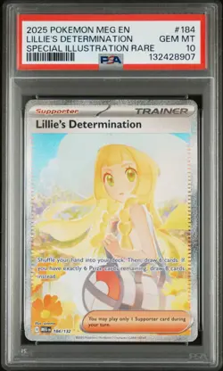 2025 POKEMON SPECIAL ILLUSTRATION RARE SAR 184 LILLIE'S DETERMINATION PSA 10 - Image 1