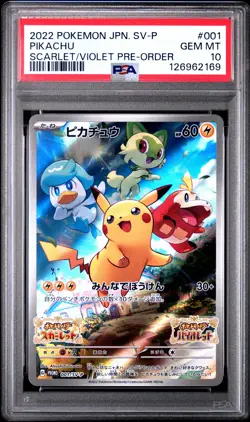 2022 POKEMON JAPANESE SV PROMO SCARLET & VIOLET PRE-ORDER #001 PIKACHU PSA 10 - Image 1