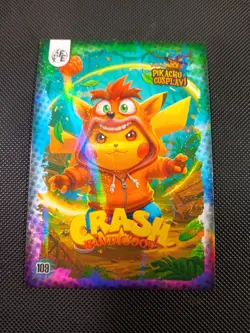 Crash Bandicoot (Pikachu) #109 - Galaxy Holo - Electric Pikachu Cosplay Pokemon - Image 1