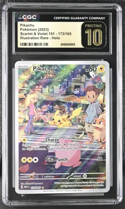 CGC Pristine 10 Pikachu IR 173/165 from English Pokemon Scarlet & Violet 151 - Image 1