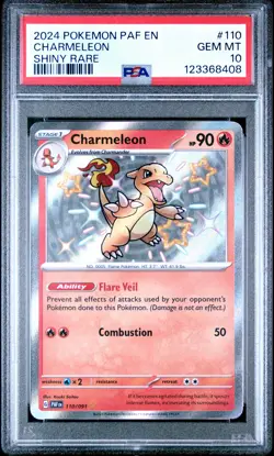 2024 POKEMON PAF EN-PALDEAN FATES SHINY RARE #110 CHARMELEON PSA 10 - Image 1