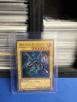 Yu-Gi-Oh! TCG Red-Eyes Black Dragon SDJ-001 Vintage Holo Rare Card 1996 - Image 1