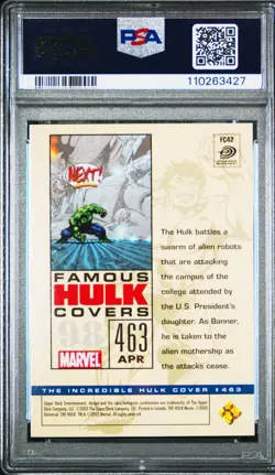 2003 UD THE HULK FILM & COMIC CARDS 1998 THE INCREDIBLE HULK COVER #463 PSA 9 - Image 2