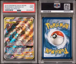 Reshiram & Zekrom GX Full Art Holo Card 222/236 Sm-Cosmic Eclipse PSA 9 - Image 3