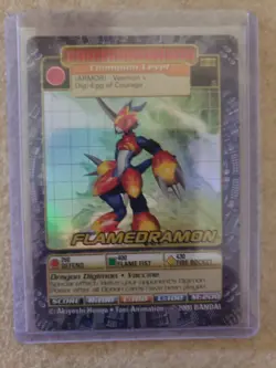 Vintage Digimon CCG Battle Series 3 Champion Holofoil Card Flamedramon BO-122 - Image 1