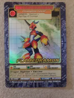 Vintage Digimon CCG Battle Series 3 Champion Holofoil Card Flamedramon BO-122 - Image 2