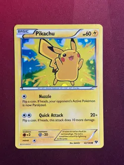 PIKACHU 42/146 XY 2014 LEGO Movie HOLO SWIRL PROMO Pokemon TCG card NM - Image 1