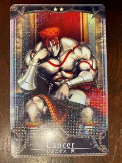 Fate Grand Order FGO Arcade Card Lancer Spartan King Leonidas Final Fatal Holo - Image 1