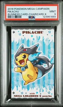2016 POKEMON JPN STRONG CUTE PIKACHU MEGA CAMPAIGN BUSINESS CARDS PIKACHU PSA 9 - Image 1