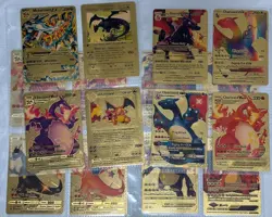 1st Edition Shining Base Mega EX Charizard UR Gold Foil Fan Art Pokemon Card Lot - Image 1