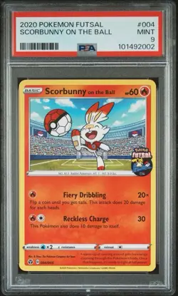2020 Pokemon Futsal Promo #004 Scorbunny On The Ball PSA 9 Card! MINT! Free Ship - Image 1