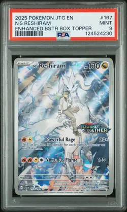 2025 POKEMON JTG EN-JOURNEY TOGETHER ENHANCED BOOSTER BOX N'S RESHIRAM PSA 9 - Image 1