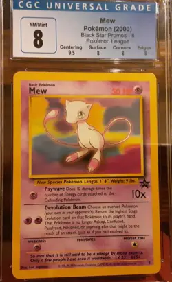 Mew #8 WOTC Black Star Promo Pokemon Vintage 2000 CGC 8 NM/MT Subs - Image 1