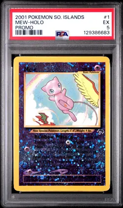 2001 Pokemon Southern Islands Promo #1 Mew Holo PSA 5 w/ Multiple Swirls! - Image 1